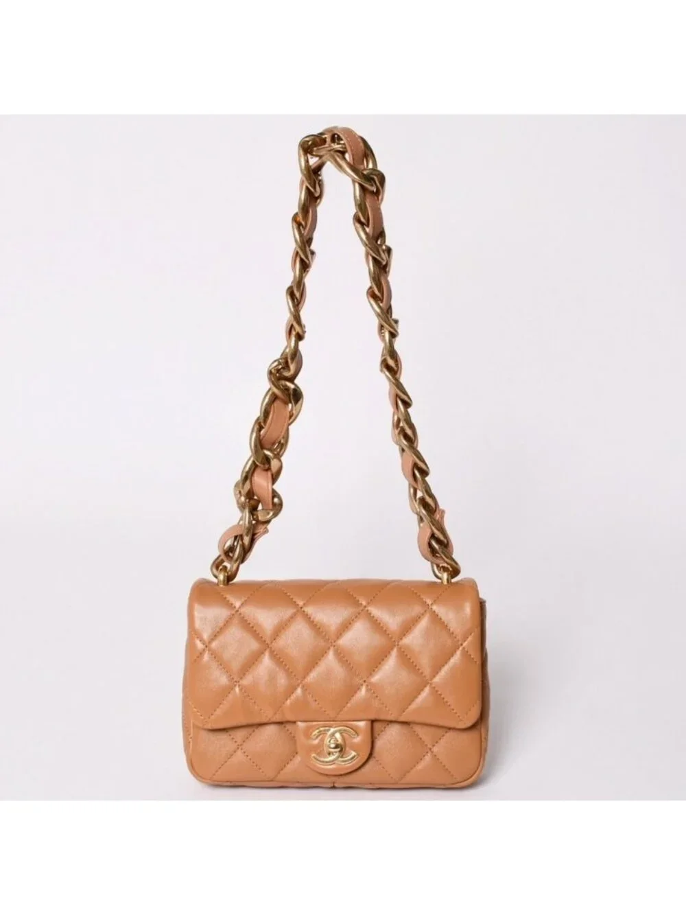 Chanel Quilted 20 Chain Bag Base CC Logo Shiny Lambskin